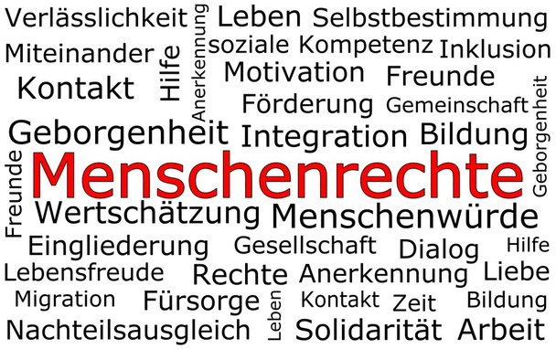 Projekt prawa człowieka - w języku niemieckim - Zdjęcie, obraz