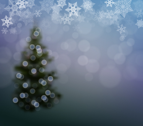 Christmas background with Christmas Tree and snowflaks - Vector, Image