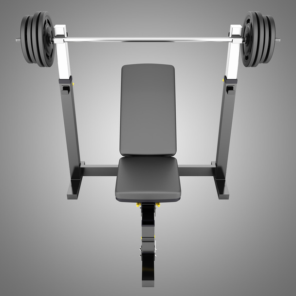 spor salonu ayarlanabilir ağırlık tezgah üzerinde gri backgr izole barbell ile - Fotoğraf, Görsel