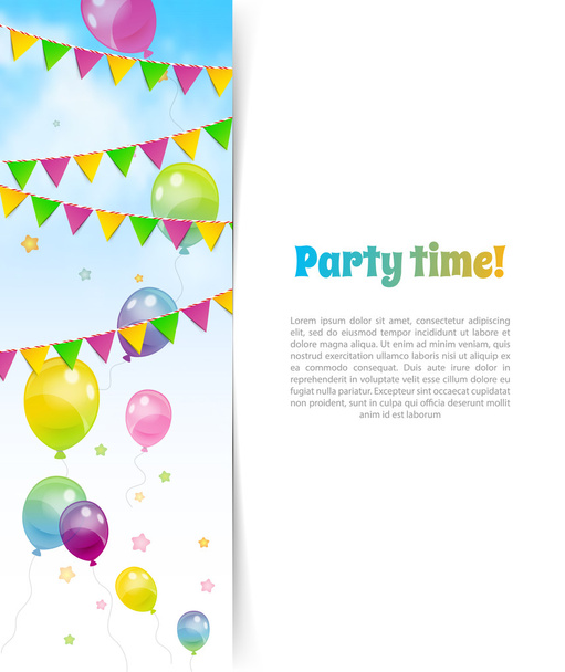 Parteibanner mit Fahnen und Luftballons - Vektor, Bild