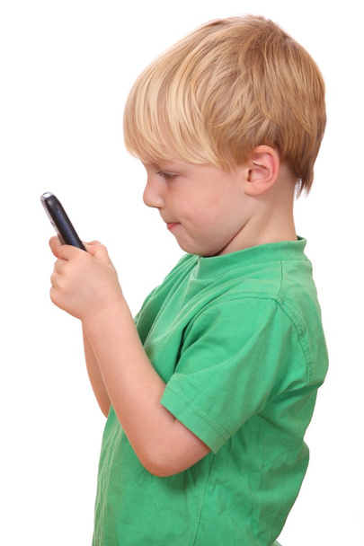 Boy with cell phone - Фото, изображение