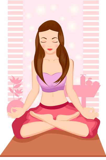 Meditating yoga woman - Vector, Image