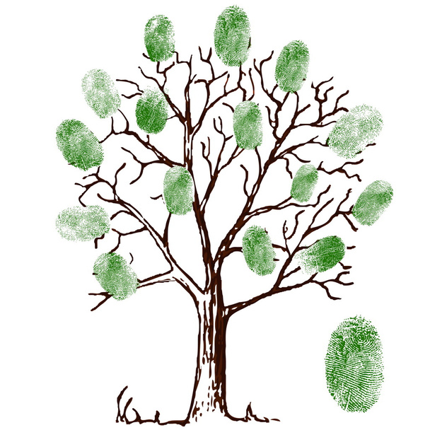 Ilustração vetorial de árvore com impressões digitais
 - Vetor, Imagem