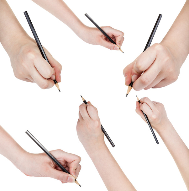 conjunto de manos dibujar por lápiz negro aislado
 - Foto, Imagen