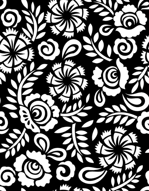 nahtloses Schwarz-Weiß-Muster mit ethnischem Look - Vektor, Bild