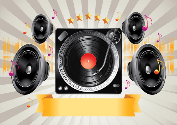 Turntable and speakers - Vector, Image