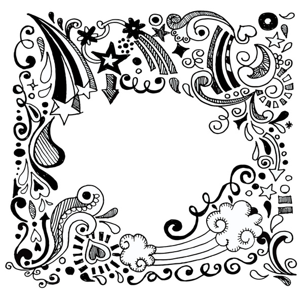 abstracto dibujado a mano Doodle Design Elements respaldo en blanco y negro
 - Vector, Imagen