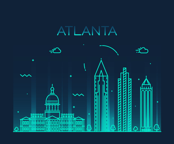 Atlanta Panorama módní vektorové ilustrace lineární - Vektor, obrázek