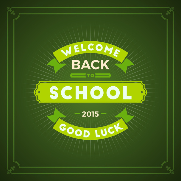 Back to School Typographic Vintage Design. Vector Background with Badge - Vettoriali, immagini