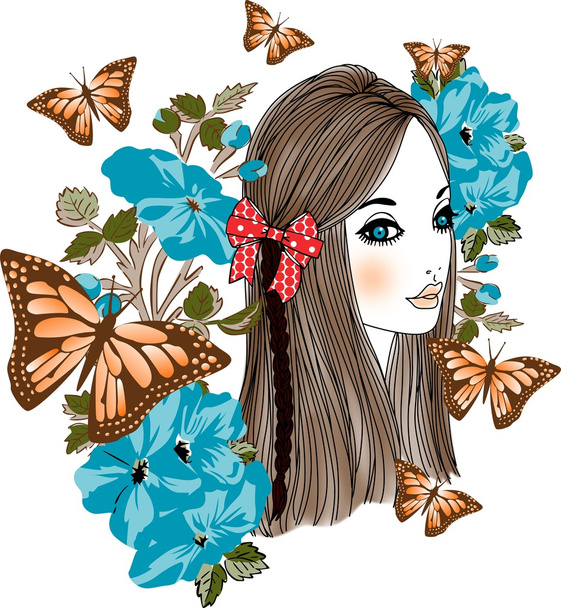 dziewczyny motyl - Wektor, obraz