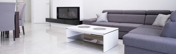 Angular sofa in cozy interior - Фото, зображення