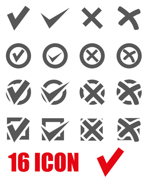 Set di icone dei segni di spunta grigio vettoriale
 - Vettoriali, immagini