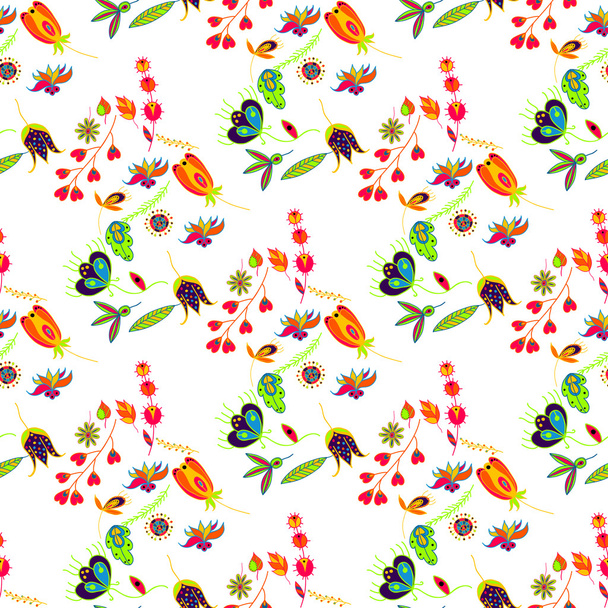 Seamless multicolored retro flower pattern. Vector - Вектор,изображение