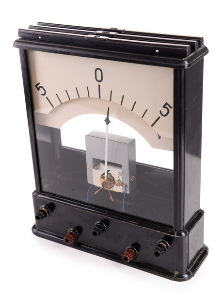 Vintage voltmeter isolated on white - Photo, Image