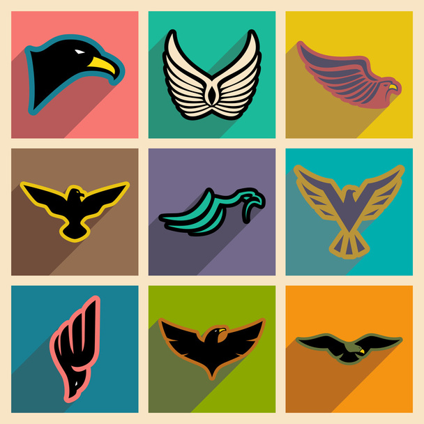 stylish set of eagles - Vector, Image