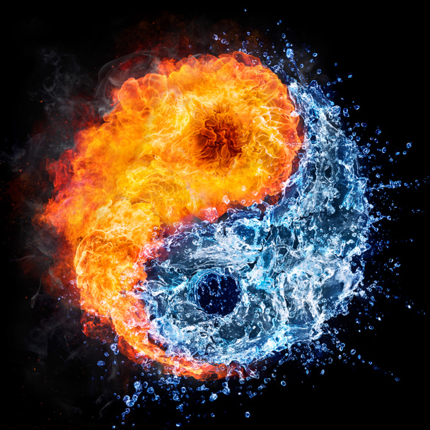 vuur en water - yin yang concept - tao symbool - Foto, afbeelding