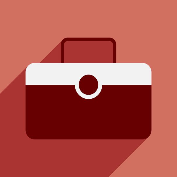 フラット影のアイコンとモバイル アプリケーションの小型スーツケース - ベクター画像