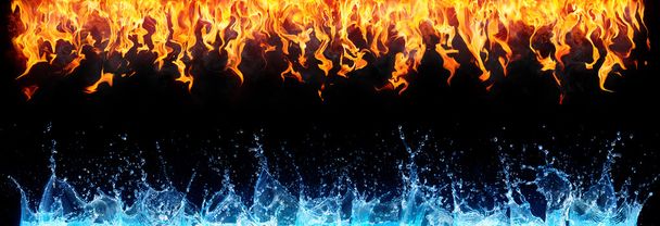 fire and water on black - opposite energy - Photo, Image