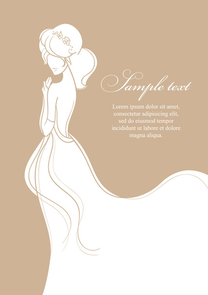 Beautiful bride on gold background. Vector illustration - Vector, Image