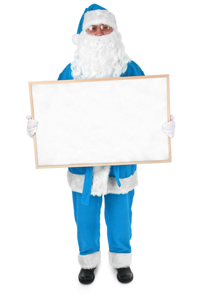 kék santa és üres hirdetőtábla - Fotó, kép