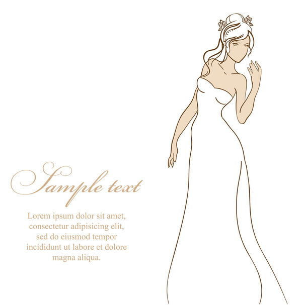 Bride in white dress. Vector illustration - Vector, Image