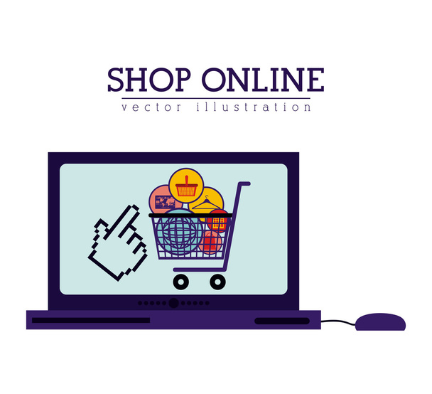 ψώνια online σχεδιασμού  - Διάνυσμα, εικόνα
