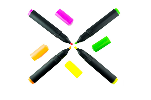 join of highlight pen , isolate on white background - Photo, Image
