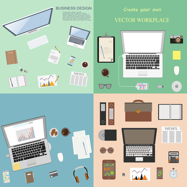 Mega excellent set of workspaces for business and office. - Vector, Image