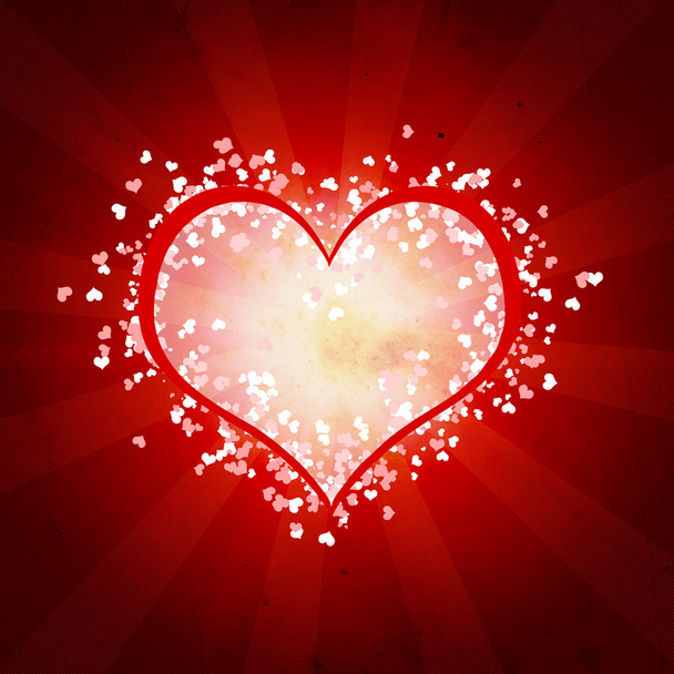 Heart on a red backround with stripes - Foto, Imagem