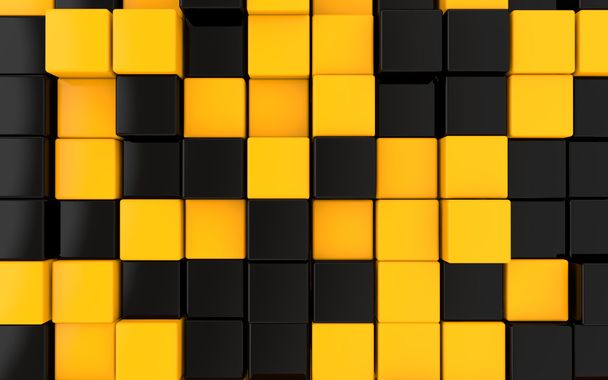 3d black and orange cube background - Photo, Image
