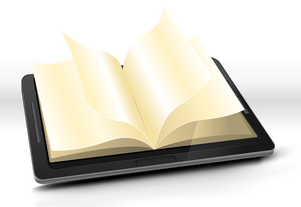 Открытая книга в планшетном ПК
 - Вектор,изображение