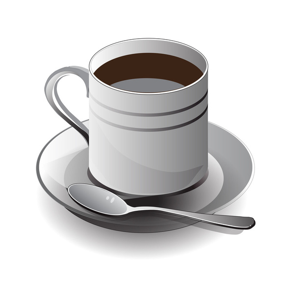 fehér csésze kávét a fehér háttér, vektor illusztráció - Vektor, kép