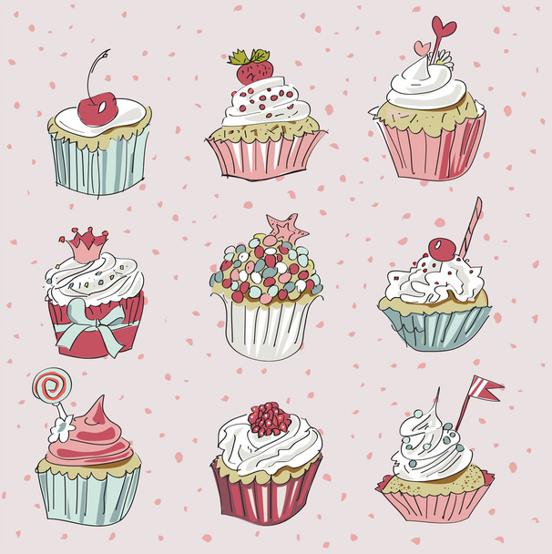 Vector card with colorful cupcake - Vector, imagen