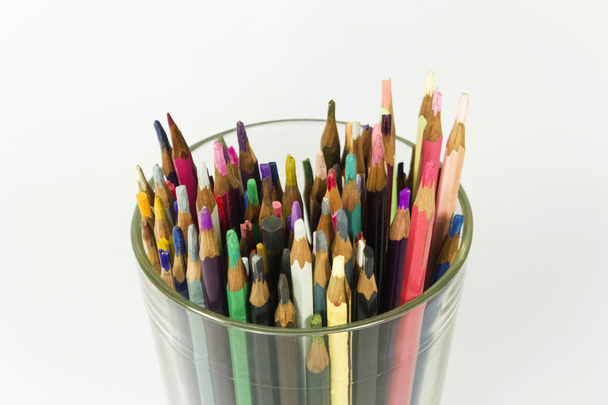 used color pencils in a glass - Fotó, kép