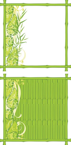 Zöld bambusz két dekoratív keretek - Vektor, kép