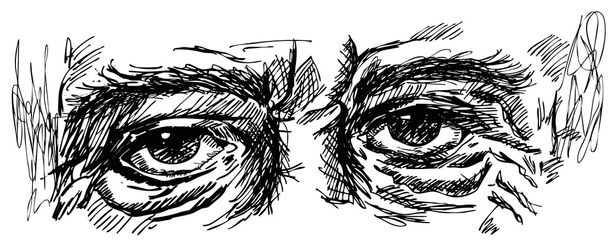 eski kırışıklıkları adamla gözleri - Vektör, Görsel
