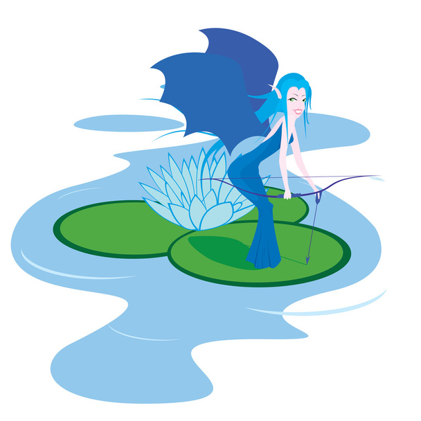 Water fairy with bow - Vector, Image