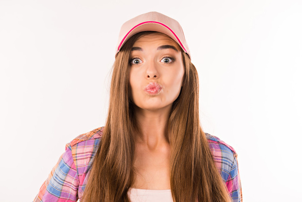 sexy girl with pink cap - Photo, image