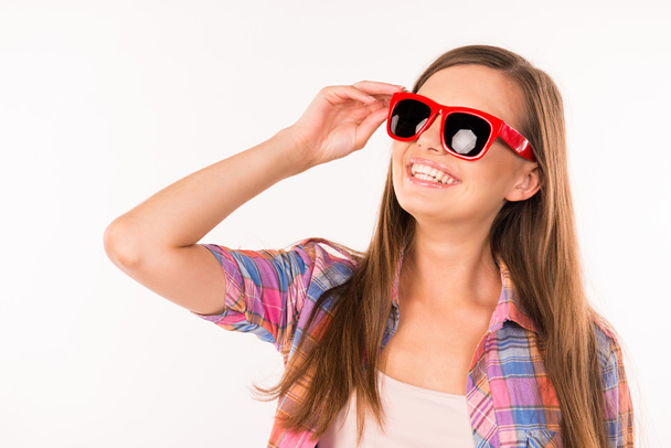 girl with funny glasses - 写真・画像