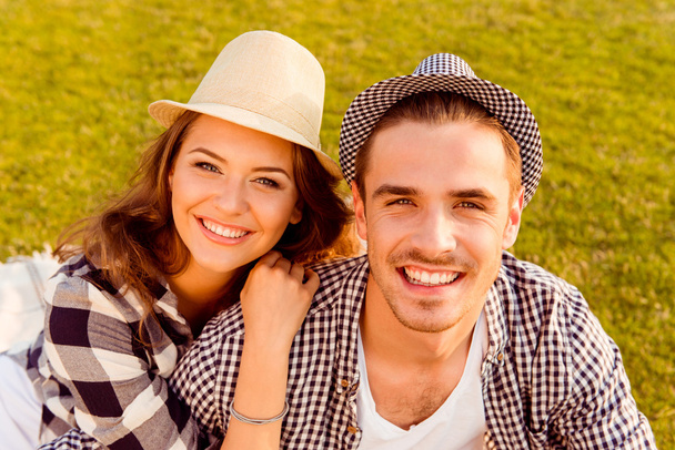 happy couple in love at a picnic - Photo, Image