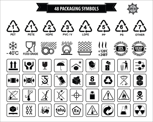 Set van verpakkingssymbolen - Foto, afbeelding