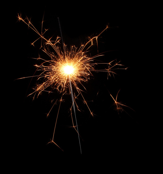 Beautiful sparkler on black background - Fotoğraf, Görsel