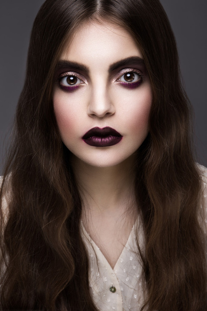 Beauty Fashion Model Girl with Dark Make up. - Photo, Image