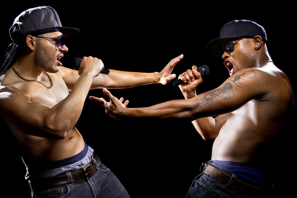 Two rappers with microphones - Foto, Imagen