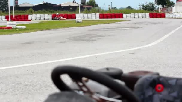 Racing at the wheel of  Go kart - Footage, Video