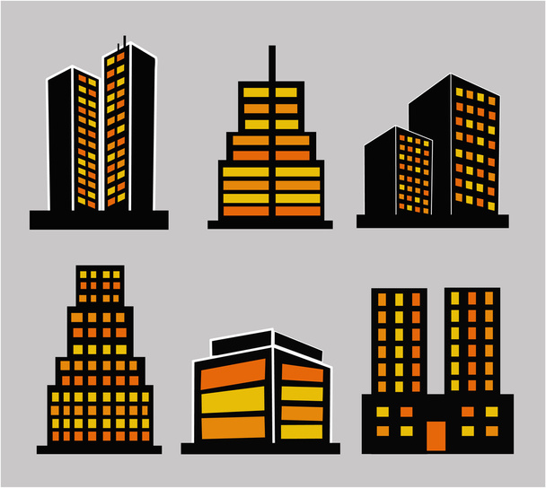 Иконки коммерческих зданий
 - Вектор,изображение