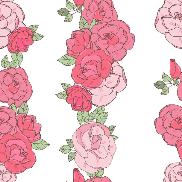 Pink rose on the white background. - Vector, Imagen