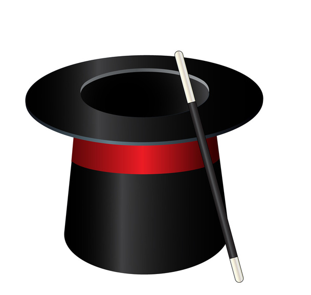 Векторний магічний капелюшний циліндр з паличкою
 - Вектор, зображення