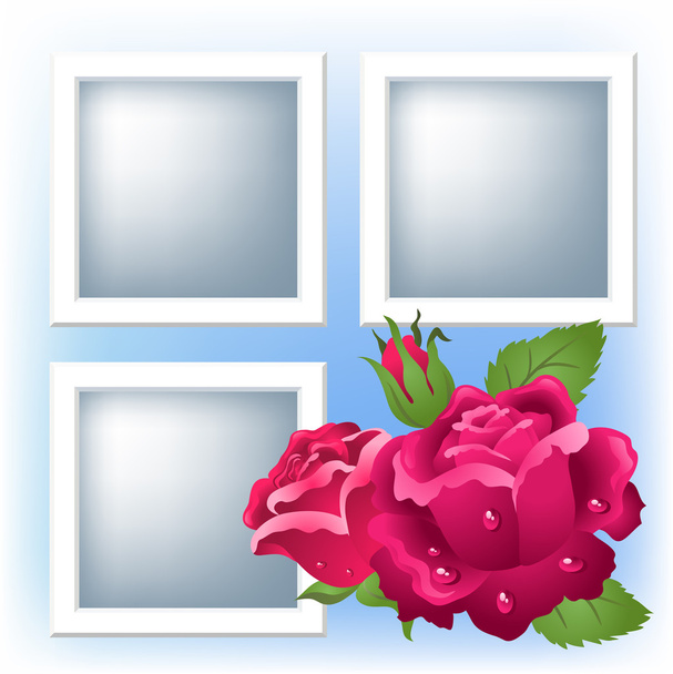 Photo frame and roses - Vektor, kép