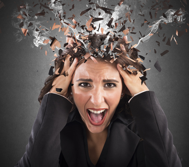 stressed businesswoman screaming - Фото, изображение